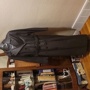 Full length leather trench coat